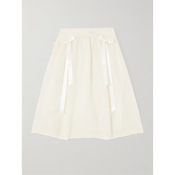 Simone Rocha Bow-embellished Ruffled Cloqu Midi Skirt - XXS - White - Picture 1 of 4